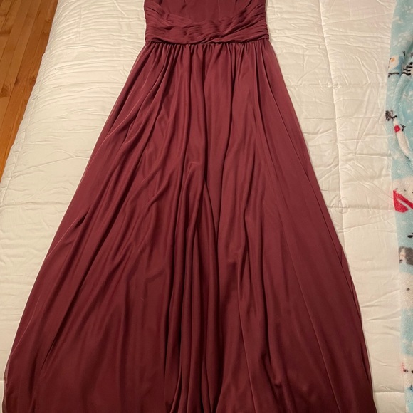 One-Shoulder Wine David’s Bridal Bridesmaid Dress - Picture 2 of 6